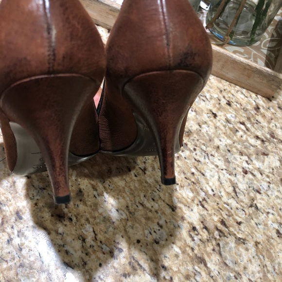 Prada Brown Black Pointed Toe Sequin Stud Rhinestone Embellished Pumps 38 - Picture 10 of 11